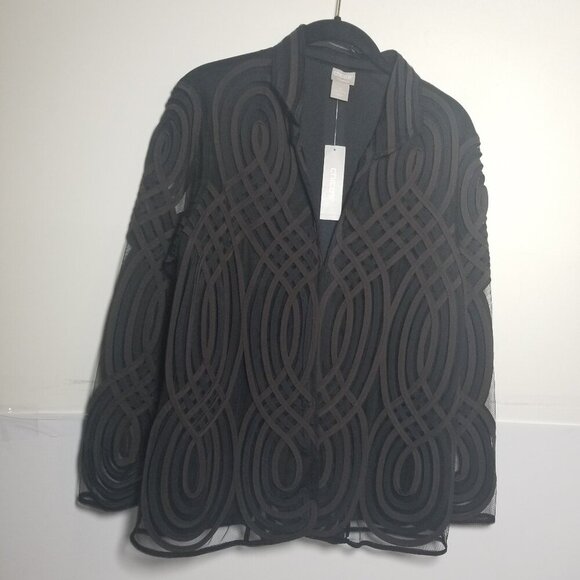 Chico's Sweaters - NWT Chico's Women's Mesh Detail Black Brown Blazer Sz  US 4-6
